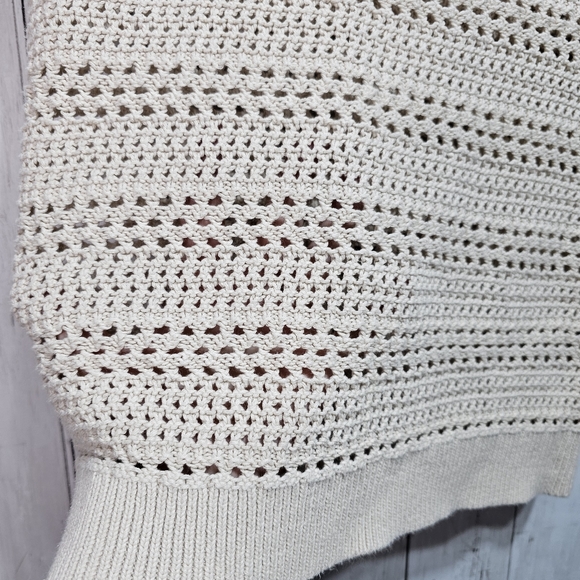 LOFT Women's SWEATER Knitted Cap Sleeves Ivory Cream Cotton Size Medium. - Picture 3 of 6